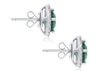 4.18CT DIAMOND & AAA EMERALD 18KT WHITE GOLD 3D ROUND CLASSIC HALO STUD EARRINGS