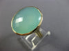 ESTATE LARGE 20CT AAA EXTRA FACET AQUA CHALCEDONY 14K YELLOW GOLD FILIGREE RING