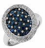 1.53CT DIAMOND & AAA SAPPHIRE 14K WHITE GOLD 3D CLASSIC CLUSTER OVAL ETOILE RING