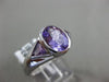 ESTATE WIDE 2.0CT AAA AMETHYST 14K WHITE GOLD 3D OVAL 3 STONE TRILLION MENS RING
