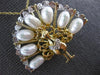 ANTIQUE .05CT DIAMOND & PEARL 14KT TWO TONE GOLD PEACOCK BIRD PIN PENDANT #20841