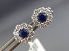 ESTATE .85CT DIAMOND & AAA SAPPHIRE 18KT WHITE GOLD CLASSIC FLOWER STUD EARRINGS