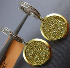 ESTATE 1.58CT WHITE & FANCY YELLOW DIAMOND 18KT 2 TONE GOLD 3D HANGING EARRINGS