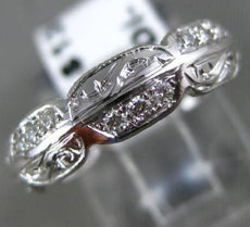 ANTIQUE .48CT DIAMOND 18KT WHITE GOLD 3D FILIGREE ETERNITY WEDDING RING #16943