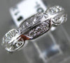 ANTIQUE .48CT DIAMOND 18KT WHITE GOLD 3D FILIGREE ETERNITY WEDDING RING #16943