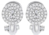 .81CT DIAMOND 14KT WHITE GOLD 3D SOLITAIRE ROUND DOUBLE HALO CLIP ON EARRINGS