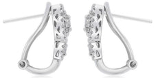1.07CT DIAMOND 14KT WHITE GOLD 3D SOLITAIRE HALO SQUARE CLIP ON HANGING EARRINGS