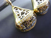 ESTATE LARGE .20CT DIAMOND 14KT TWO TONE GOLD 3D FLEUR DE LIS FILIGREE EARRINGS