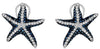 1.24CT WHITE & BLUE DIAMOND 14KT WHITE GOLD MULTI ROW STARFISH CLIP ON EARRINGS