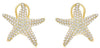 1.11CT DIAMOND 14KT YELLOW GOLD MULTI ROW CLASSIC STARFISH CLIP ON FUN EARRINGS