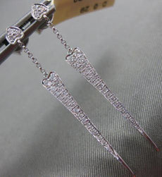 ESTATE .29CT DIAMOND 18K WHITE GOLD 3D ELONGATED HEART HANGING ANCHOR EARRINGS