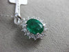 ESTATE LARGE 2.36CT DIAMOND & AAA EMERALD 18KT WHITE GOLD 3D OVAL HALO PENDANT