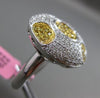 ESTATE LARGE .94CT WHITE & FANCY YELLOW DIAMOND 18KT GOLD CIRCLE DOME HEART RING