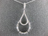 ESTATE .46CT ROUND & BAGUETTE DIAMOND 14KT WHITE GOLD TEAR DROP FLOATING PENDANT