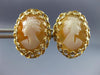 ANTIQUE 14K YELLOW GOLD 3D CLASSIC LADY CAMEO FILIGREE PUSH BACK EARRINGS #20155