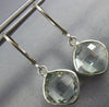 5.0CT AAA GREEN AMETHYST 14KT WHITE GOLD 3D CUSHION LEVER BACK HANGING EARRINGS