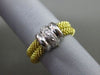 ESTATE WIDE .12CT DIAMOND 18KT WHITE & YELLOW GOLD 3D MESH COCKTAIL RING #7856