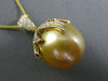 ESTATE LARGE .75CT DIAMOND 18KT GOLD AAA GOLDEN SOUTH SEA PEARL FLOATING PENDANT