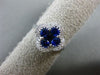 ESTATE 1.38CT DIAMOND & AAA SAPPHIRE 18KT WHITE GOLD 3D SQUARE FLOWER LOVE RING