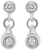 ESTATE .25CT DIAMOND 14KT WHITE GOLD BEZEL TEAR DROP LEVERBACK HANGING EARRINGS
