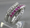 ESTATE WIDE 1.62CT DIAMOND & AAA RUBY 14KT WHITE GOLD 3D MULTI BAND X LOVE RING