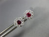 ESTATE .63CT DIAMOND & AAA RUBY 18KT WHITE GOLD 3D CLUSTER FLOWER STUD EARRINGS
