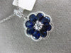 ESTATE LARGE 2.30CT DIAMOND & AAA SAPPHIRE 18K WHITE GOLD FLOWER CLASSIC PENDANT