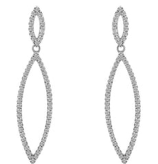 .45CT DIAMOND 14KT WHITE GOLD INFINITY OPEN MARQUISE SHAPE LEAF HANGING EARRINGS