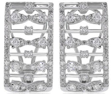 WIDE .95CT DIAMOND 14KT WHITE GOLD INFINITY ETOILE RECTANGULAR CLIP ON EARRINGS