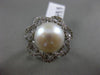 ESTATE LARGE .72CT ROUND DIAMOND 18KT WHITE GOLD 3D SOUTH SEA PEARL FLOWER RING
