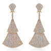 ESTATE LARGE 6.09CT DIAMOND 18KT ROSE GOLD 3D TRIANGULAR PAVE HANGING EARRINGS