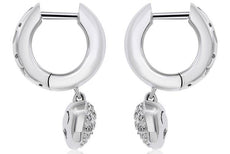 ESTATE .22CT DIAMOND 14KT WHITE GOLD 3D PAVE PUFF HEART LEVERBACK EARRINGS