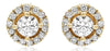 ESTATE .61CT DIAMOND 14KT YELLOW GOLD 3D SOLITAIRE ROUND HALO STUD EARRINGS