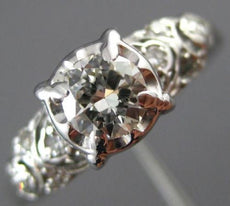 ANTIQUE .50CT OLD MINE DIAMOND 14KT WHITE GOLD FISHTAIL ENGAGEMENT RING #23339