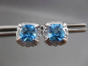 ESTATE 2.87CT DIAMOND & AAA BLUE TOPAZ 14KT WHITE GOLD SQUARE HALO STUD EARRINGS