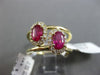 ESTATE WIDE 1.55CT DIAMOND & AAA RUBY 14KT YELLOW GOLD 3D 2 STONE OVAL LOVE RING