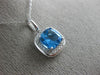 ESTATE 1.88CT DIAMOND & AAA BLUE TOPAZ 14KT WHITE GOLD 3D SQUARE HALO PENDANT