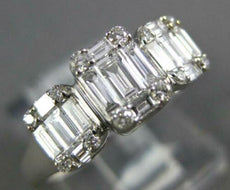 .57CT DIAMOND 18KT WHITE GOLD 3D ROUND & BAGUETTE CLUSTER SQUARE ENGAGEMENT RING