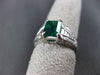 ESTATE LARGE 3.15CT DIAMOND & AAA EMERALD 18KT WHITE GOLD 3D ENGAGEMENT RING