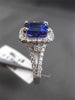 ESTATE 3.55CT DIAMOND & TANZANITE 18KT WHITE GOLD 3D SQUARE HALO ENGAGEMENT RING