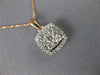 ESTATE .50CT DIAMOND 14KT WHITE & ROSE GOLD CLUSTER HALO SQUARE FLOATING PENDANT