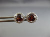 ESTATE 1.17CT DIAMOND & AAA GARNET 14KT WHITE GOLD ROUND HALO STUD EARRINGS