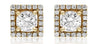 1.0CT DIAMOND 14KT YELLOW GOLD SOLITAIRE ROUND SQUARE HALO CLASSIC STUD EARRINGS
