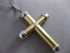 ESTATE LARGE 14KT WHITE & YELLOW GOLD 3D HANDCRAFTED SIMPLE CROSS PENDANT #24275