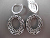 ESTATE LARGE 4.16CTW BLACK & WHITE DIAMOND 18KT WHITE GOLD OVAL HANGING EARRINGS