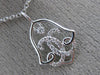 ESTATE .13CT DIAMOND 14K WHITE GOLD 3D CLASSIC OPEN FILIGREE BELL LOVE PENDANT