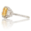 ESTATE LARGE 2.02CT WHITE & FANCY YELLOW DIAMOND 18K 2 TONE GOLD ENGAGEMENT RING