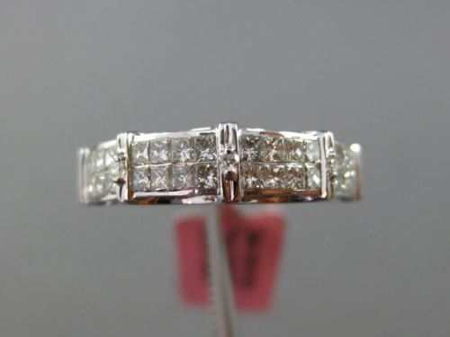 ESTATE .71CT DIAMOND 18KT WHITE GOLD TWO ROW WEDDING ANNIVERSARY RING F/G VVSVS