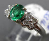 ESTATE 1.02CT DIAMOND & AAA EMERALD 18KT WHITE GOLD BUTTERFLY ENGAGEMENT RING