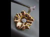 ESTATE EXTRA LARGE .40CT DIAMOND 14KT TWO TONE GOLD 3D FLOWER FLOATING PENDANT